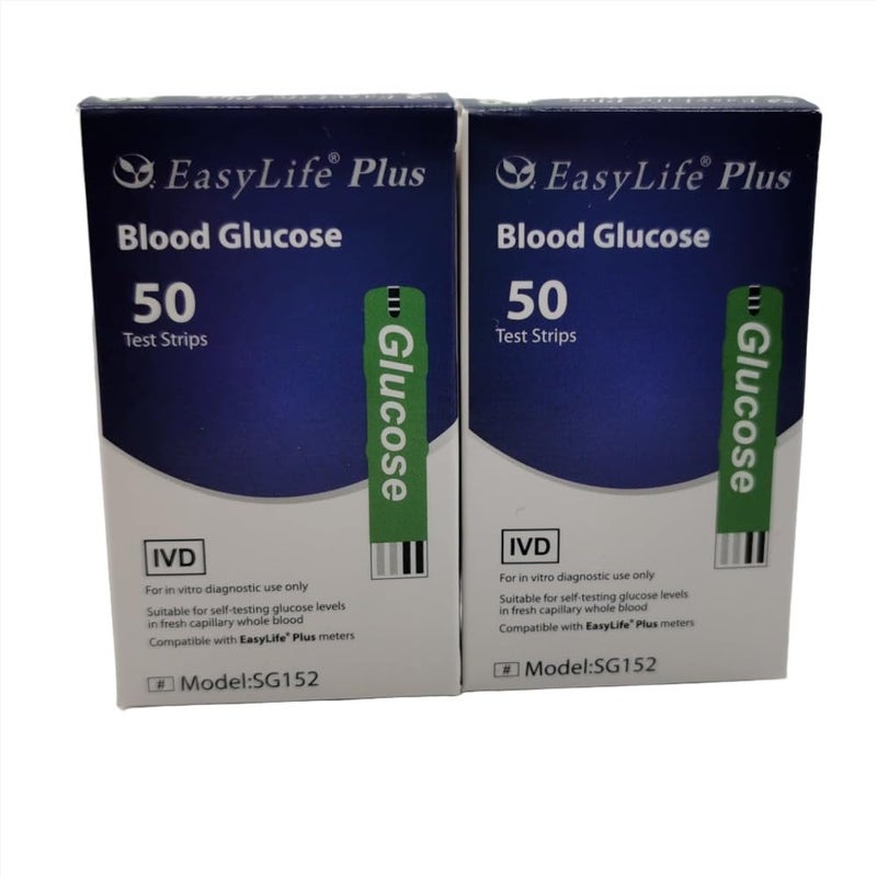 شرائط اختبار سكر الدم Easy Life Plus عبوة 100 شريط (2 * 50 شريط اختبار)